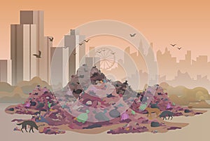 City landfill flat vector illustration