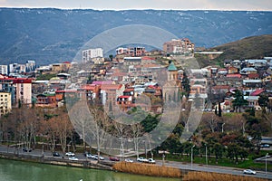 City landscape, architecture of Tbilisi. The capital of Georgia. Big city in the highlands