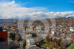 City landscape, architecture of Tbilisi. The capital of Georgia. Big city in the highlands