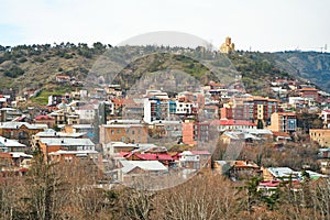 City landscape, architecture of Tbilisi. The capital of Georgia. Big city in the highlands