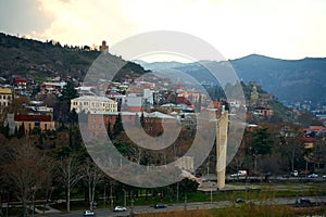 City landscape, architecture of Tbilisi. The capital of Georgia. Big city in the highlands