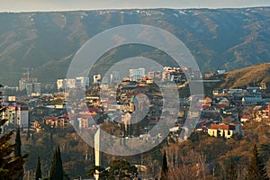 City landscape, architecture of Tbilisi. The capital of Georgia. Big city in the highlands