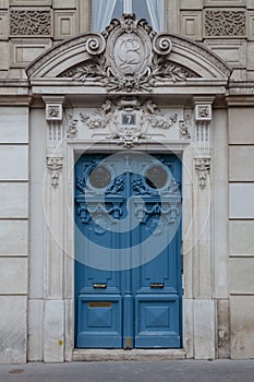 Beautiful vintage blue door in Paris