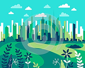 City landscape flat. Design urban illustration vector in simple