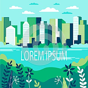 City landscape flat. Design urban illustration vector in simple