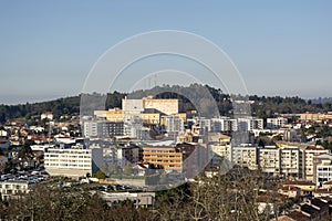 City landscape on a hill with blue sky