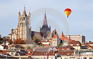 City landscape of Lausanne in the west of Switzerland