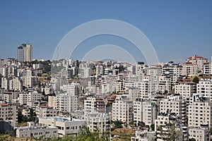 CIty landscape of Ramallah on a sunny day