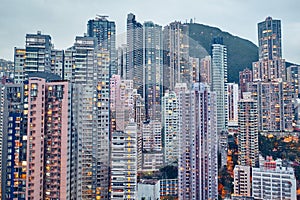 City landscape. Residential buildings in Hong Kong