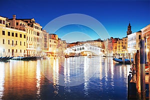 City landscape. Rialto Bridge Ponte Di Rialto in Venice, Italy a