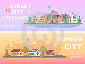 City landscape - set of modern flat vector illustrations