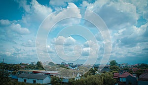 City landscape with sky clouds