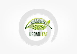 City leaf logo, green garden symbol, park icon and ecology concept design