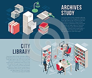 City Library Archives 2 Isometric Banners