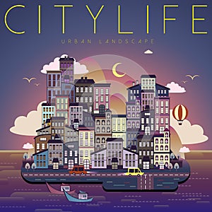 City life night scene