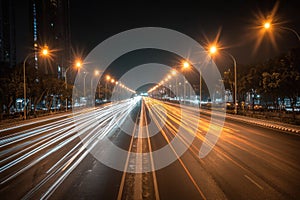 Night Highway Light Trails