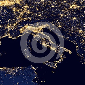 City lights Of Italy ,Elements of this image are furnished by NASA