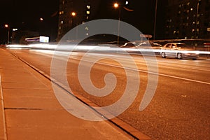 City lights long exposure street life in the city speed highway