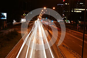 City lights long exposure street life in the city speed highway