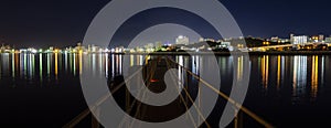 City lights in Okinawa, as viewed from the ocean pier