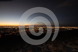 City lights of Phoenix Arizona just after sunset