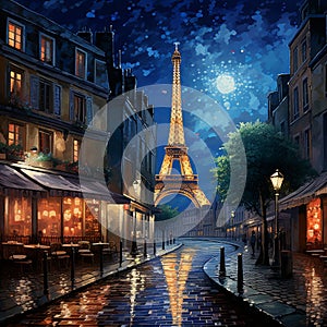 City of Lights: Witness the shimmering elegance of Paris as nightfall illuminates the Eiffel Tower