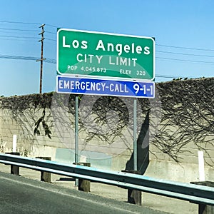 City Limit Sign for Los Angeles, California, USA