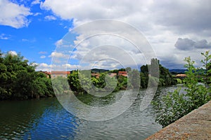 City of Limoux and Aude river in France