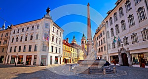 City of Ljubljana old cobbled center street