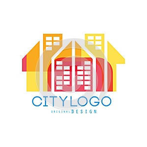 City logo original design, abstract city building concept colorful vector Illustration