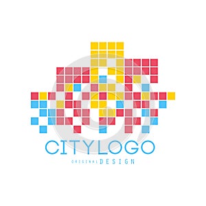 City logo original design, abstract geometric element, trendy color and shape vector illustration colorful vector
