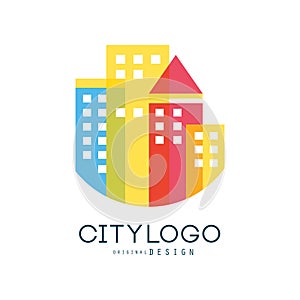 City logo original design, modern city building colorful vector Illustration