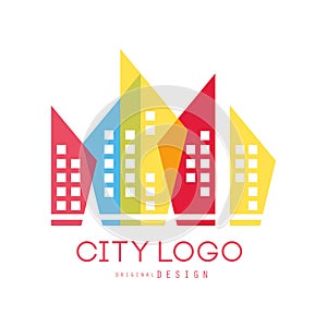 City logo original design of modern real estate and city building colorful vector Illustration