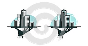 City logo. Real estate service, construction, building icon or label.