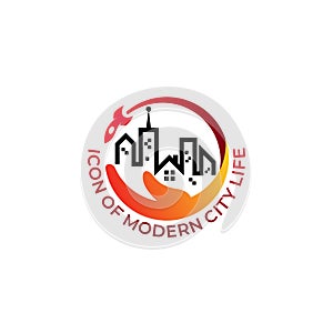 City logo and rocket design combination, modern city icons