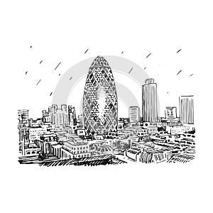 The City of London, England, UK. Graphic sketch