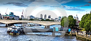 City of London in late afternoon light from Hungerford Bridge.