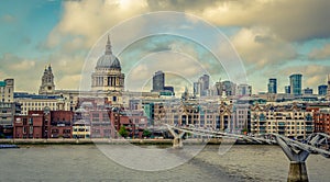 City of London, Millennium bridge and St. Paul's cathedral