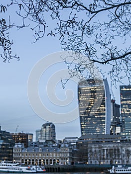 City of London, modern glass buildings.