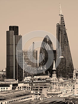 City of London one of the leading centres of global finance.This view includes Tower 42 Gherkin,Willis Building, Stock Exchange