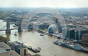 City of London panorama. Tower bridge and river Thames