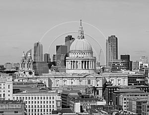 City of London skyline, black and white