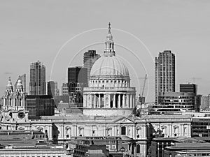 City of London skyline, black and white