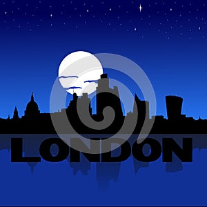 City of London skyline with moon illustration