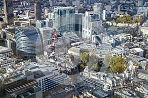 City of London view after rain, view include skyscrapers of financial district