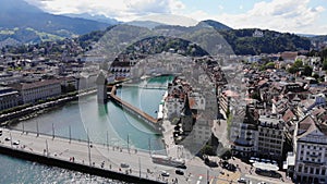 City of Lucerne in Switzerland on a sunny day - aerial view