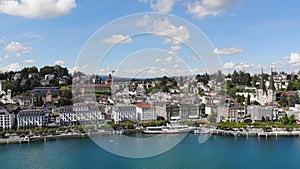 City of Lucerne in Switzerland on a sunny day - aerial view