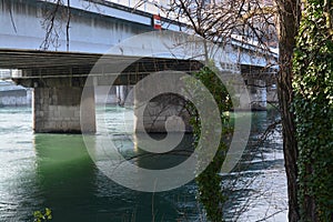 City of lyon,Bridges and river Rhone