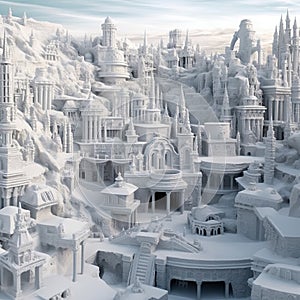 City made entirely of ice and snow