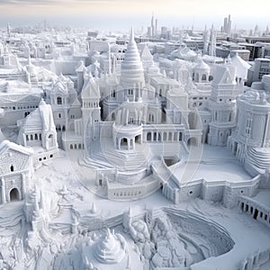 City made entirely of ice and snow